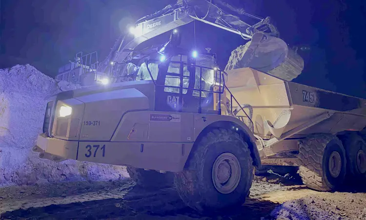 Bluelight autonomous vehicle at night