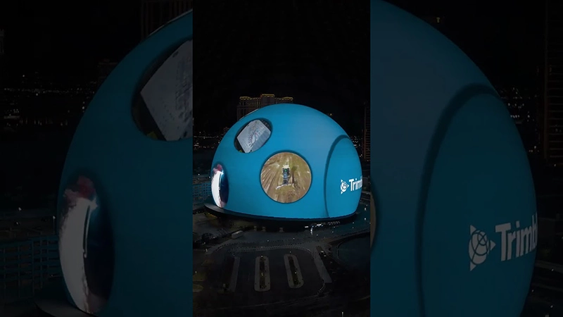 The Trimble brand lit up the Sphere